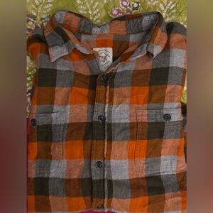 True Craft Orange and Gray Casual Button Down Shirt